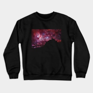 Red galaxy and castle silhouette Crewneck Sweatshirt